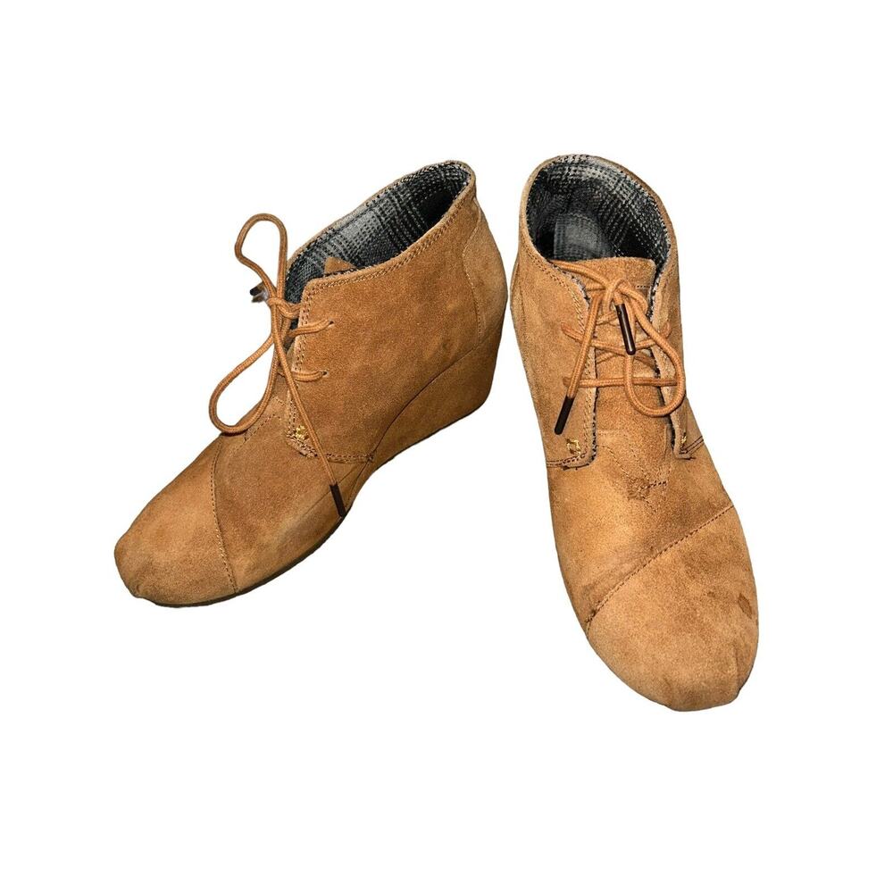 Toms Desert Wedge Booties Brown Suede Boots Women’s Size 9.5‎ 300513